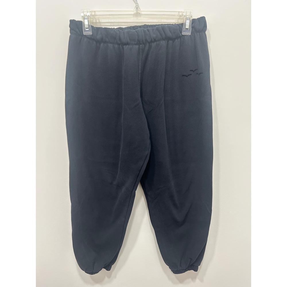 Lazypants Joggers‎ Womens Size M Black Three Birds Logo Fleece Sweatpants Cozy